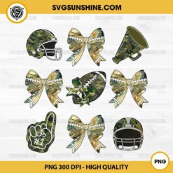 Camo Football Coquette Bow PNG