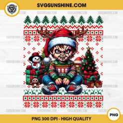 Chucky Ugly Christmas Sweater PNG, Chucky Horror Christmas PNG Sublimation