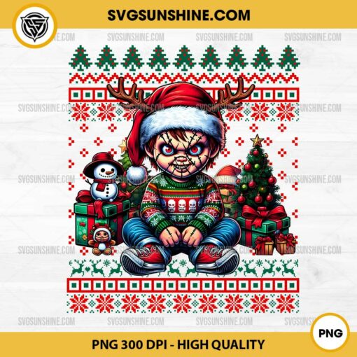 Chucky Ugly Christmas Sweater PNG, Chucky Horror Christmas PNG Sublimation