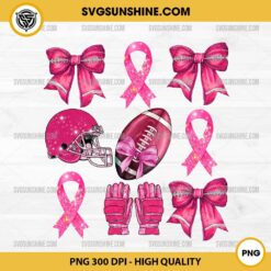 Coquette Tackle Cancer PNG, Football Breast Cancer PNG, Coquette Football Pink Ribbon PNG