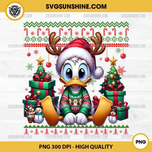 Disney Donald Duck Ugly Christmas Sweater PNG, Donald Duck Christmas PNG File