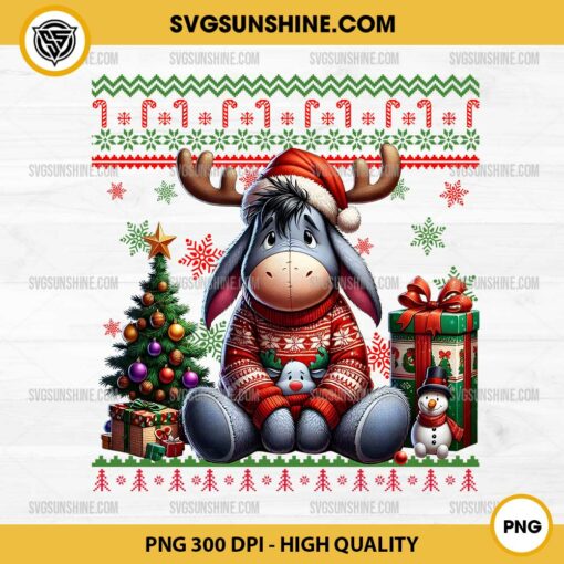 Disney Eeyore Ugly Christmas Sweater PNG, Eeyore Christmas PNG File