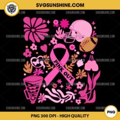 Flowers Football Pink Out PNG, Pink Ribbon PNG, Breast Cancer Awareness PNG