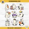 Funny Ghost Book Reading Halloween PNG, Books Lover Teacher Kids PNG