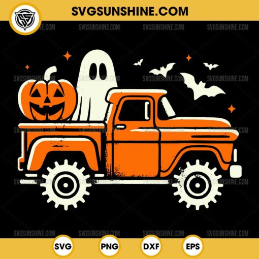 Funny Monster Truck Pumpkin Ghost Halloween SVG