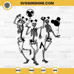 Funny Skeletons Mickey Ears SVG, Dancing Skeletons Halloween SVG