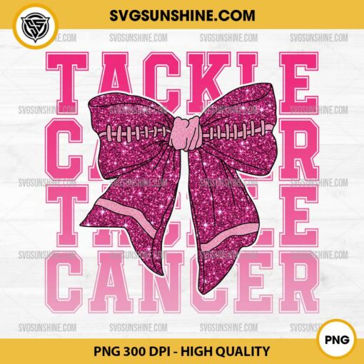 Glitter Bow Football Tackle Cancer PNG, Breast Cancer PNG