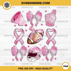 Glitter Coquette Football Breast Cancer PNG, Bling Bling Tackle Cancer PNG, Breast Cancer PNG