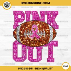 Glitter Pink Out Football PNG, Football Breast Cancer Awareness PNG