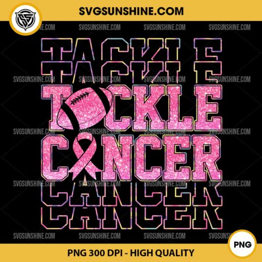 Glitter Tackle Cancer PNG, Football Breast Cancer PNG