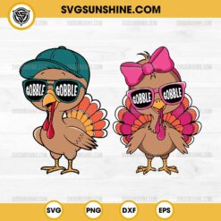 Gobble Gobble Turkey SVG Bundle, Boy Turkey SVG, Girl Turkey SVG, Turkey Thanksgiving Kids SVG PNG