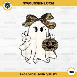 Halloween Camouflage Ghost PNG, Camo Pumpkin Ghost Hello Hunting Season PNG