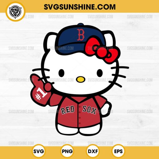 Hello Kitty Boston Red Sox SVG PNG Cut Files