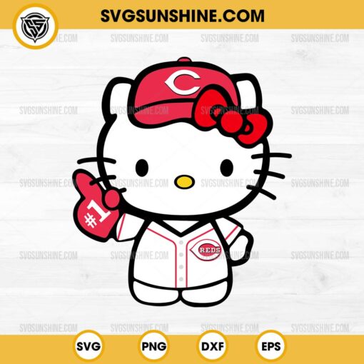 Hello Kitty Cincinnati Reds SVG PNG Cut Files