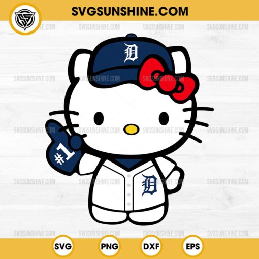 Hello Kitty Detroit Tigers SVG PNG Cut Files