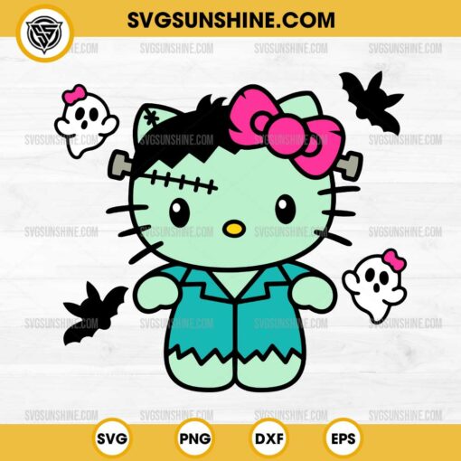 Hello Kitty Frankenstein Halloween SVG PNG DXF EPS Clipart