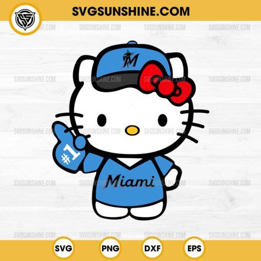 Hello Kitty Miami Marlins SVG PNG Cut Files