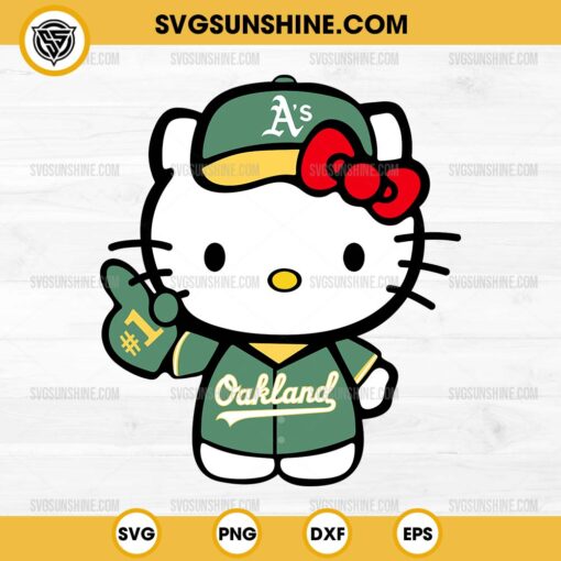 Hello Kitty Oakland Athletics SVG PNG Cut Files