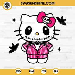 Hello Kitty Pink Jack Skellington SVG, Hello Kitty Horror Halloween SVG