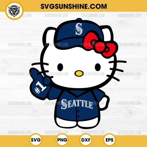 Hello Kitty Seattle Mariners SVG PNG Cut Files