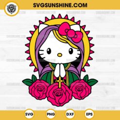 Hello Kitty Virgin Mary SVG, Hello Kitty Christian SVG, Cartoon Religious SVG