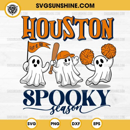 Houston Astros Baseball Spooky Season SVG, Let’s Go Houston Astros Ghost Halloween SVG