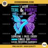 I Wear Teal And Purple PNG, Butterfly Suicide Awareness Ribbon PNG