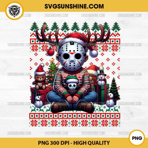 Jason Voorhees Ugly Christmas Sweater PNG, Horror Christmas PNG File