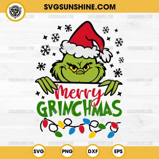 Merry Grinchmas SVG, Grinch Christmas SVG, Grinchmas SVG PNG Cut Files, Christmas Grinch Face SVG