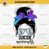 Messy Bun Suicide Awareness PNG, Mental Health PNG, Blue Purple Ribbon PNG