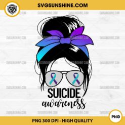 Messy Bun Suicide Awareness PNG