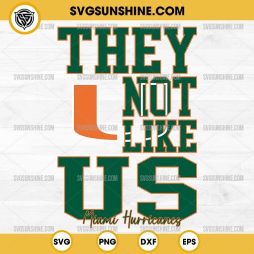 They Not Like Us Miami Hurricanes Football SVG PNG File