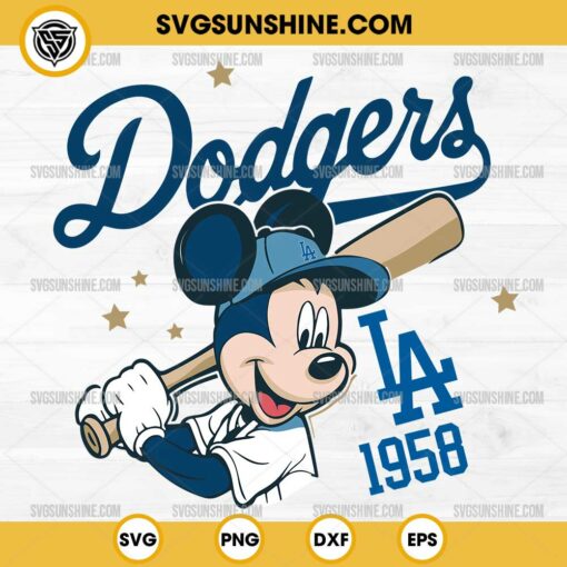 Mickey Mouse LA Dodgers 1958 SVG, Mickey Los Angeles Dodgers SVG, Disney Dodgers Baseball SVG