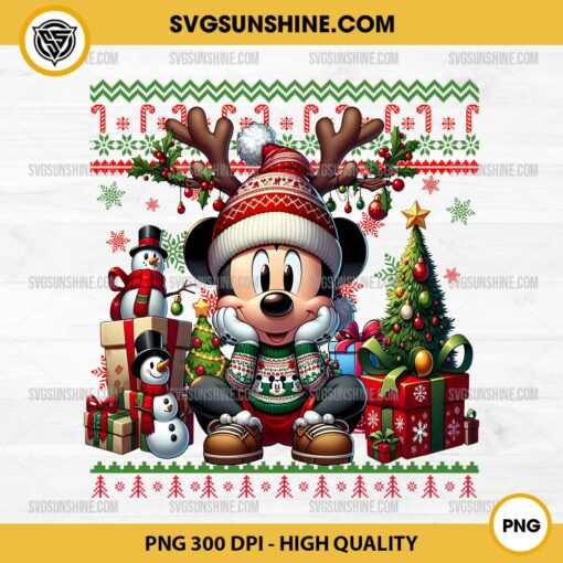 Mickey Mouse Ugly Christmas Sweater PNG, Mickey Christmas PNG File