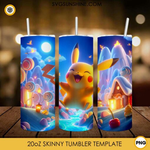 Pikachu In The Midnight 20oz Tumbler Wrap PNG File