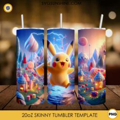 Pikachu Wonderland 20oz Tumbler Wrap PNG FIle