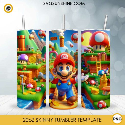 Super Mario 20oz Tumber Wrap PNG FIle