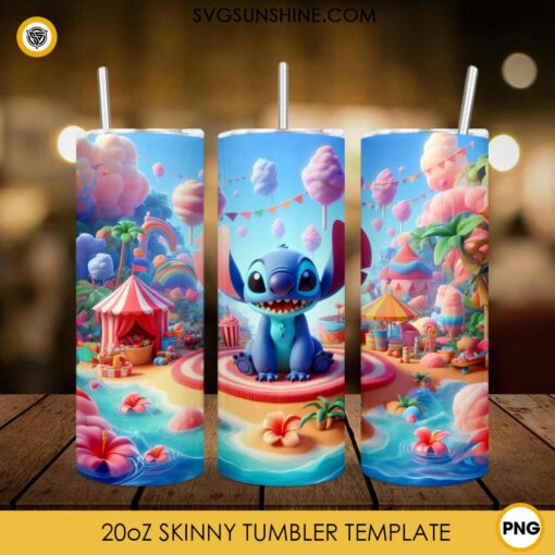 Disney Stitch Candy Land 20oz Tumbler Wrap PNG File