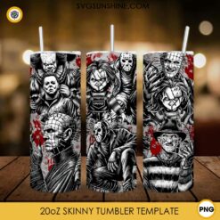 Friends Horror Characters Halloween Movies 20oz Tumbler Wrap PNG