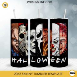 Halloween Horror Friends Skinny Tumbler Design