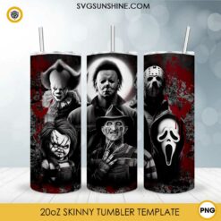 Halloween Horror Villains Skinny Tumbler Design