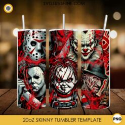 Halloween Killer Horror Characters 20oz Tumbler Wrap PNG File