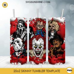 3D Halloween Villains Horror Characters 20oz Tumbler Wrap PNG