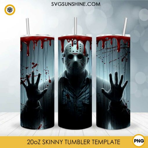 Jason Voorhees Bloody Halloween 20oz Tumbler Wrap PNG File