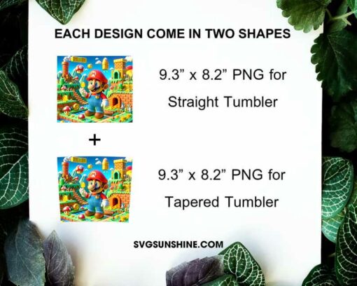 Super Mario 20oz Tumber Wrap PNG File