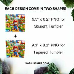 Super Mario 20oz Tumber Wrap PNG FIle