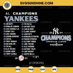 New York Yankees 2024 AL Champions SVG, Yankees 2024 World Series SVG, New York Yankees Players 2024 SVG PNG