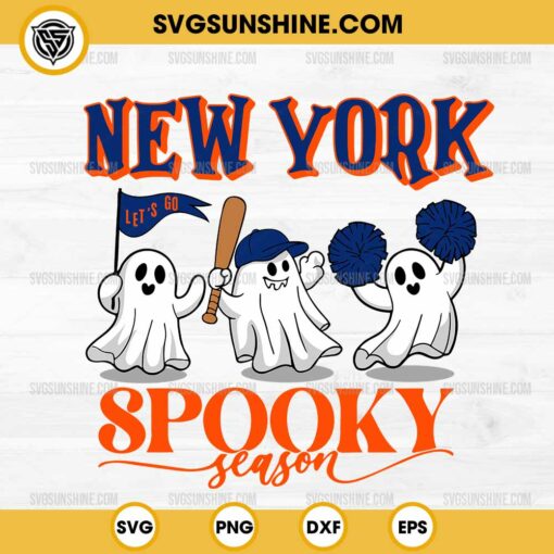 New York Mets Baseball Spooky Season SVG, Let’s Go New York Mets Ghost Halloween SVG