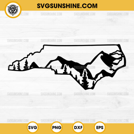 North Carolina State Mountain and Trees SVG PNG Cricut Silhouette