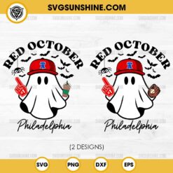 Philadelphia Baseball Ghost Halloween SVG, Philadelphia Red October SVG, Ghost Philadelphia Phillies Halloween SVG